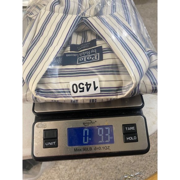 Polo Ralph Lauren Curham Custom Fit Dress Shirt Mens XL Blue Beige Striped Butto - Picture 10 of 10